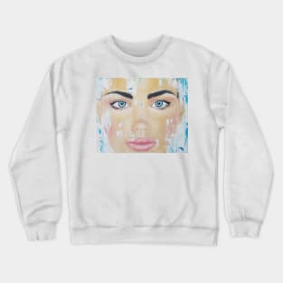 ice queen, winter painting, cold girl, girl abstract artwork, palette knife painting, ice painting, portrait painting Crewneck Sweatshirt